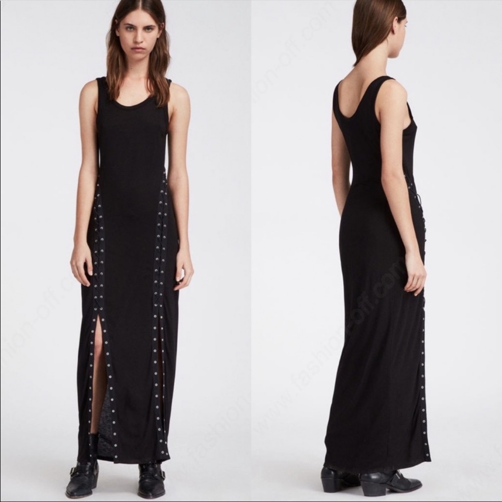 All Saints Miller Black Maxi Dress XS